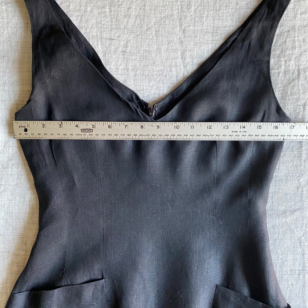 Vintage late 80's Donna Karan black label, black linen dress NEVER WORN Sz 8 - Picture 9 of 15